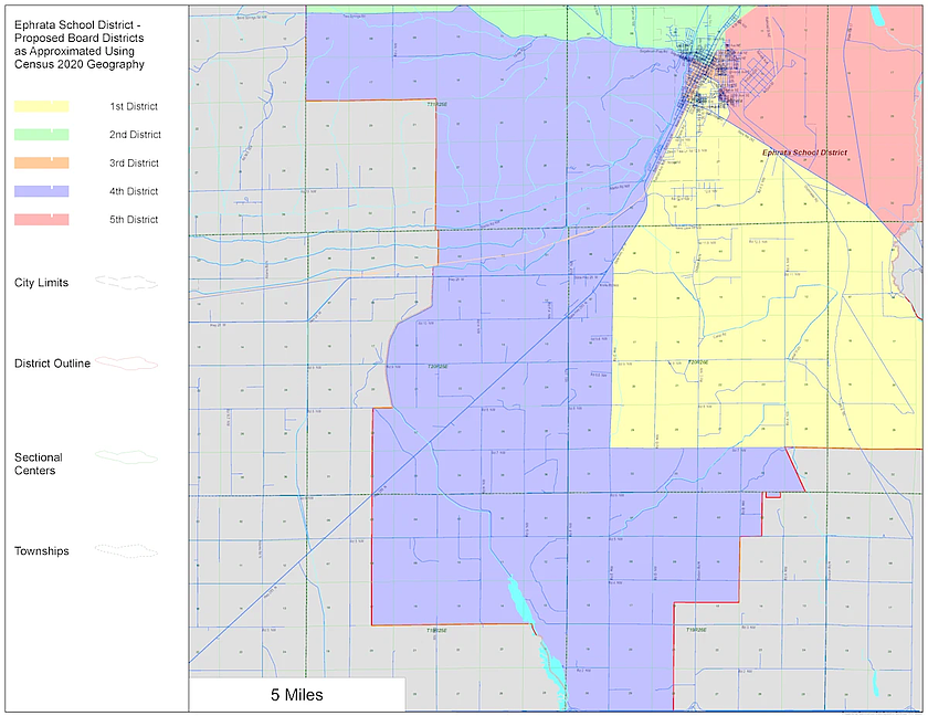 The Ephrata School District is looking for applicants for the Board of Directors District No. 4 (purple), after Director Jim Addams resigned.