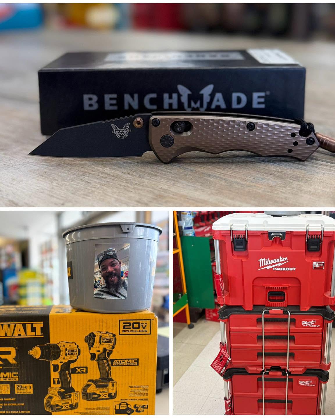 Prizes in Quincy Hardware and Lumber’s fundraising raffle include a Benchmade pocketknife and a Milwaukee Packout. A bucket is also out at the store for donations.
