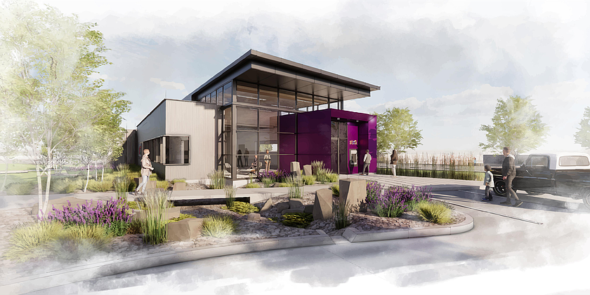 An architect’s drawing of the new Spokane Teachers Credit Union building, which will open July 1 in Othello.