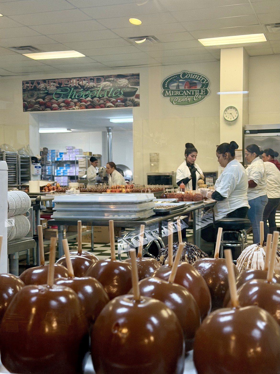 A view into the “chocolate factory” at the Pasco Country Mercantile. According to manager Niki Hernandez during the busy months, they will sell between 700 to 1,000 caramel apples in a weekend.