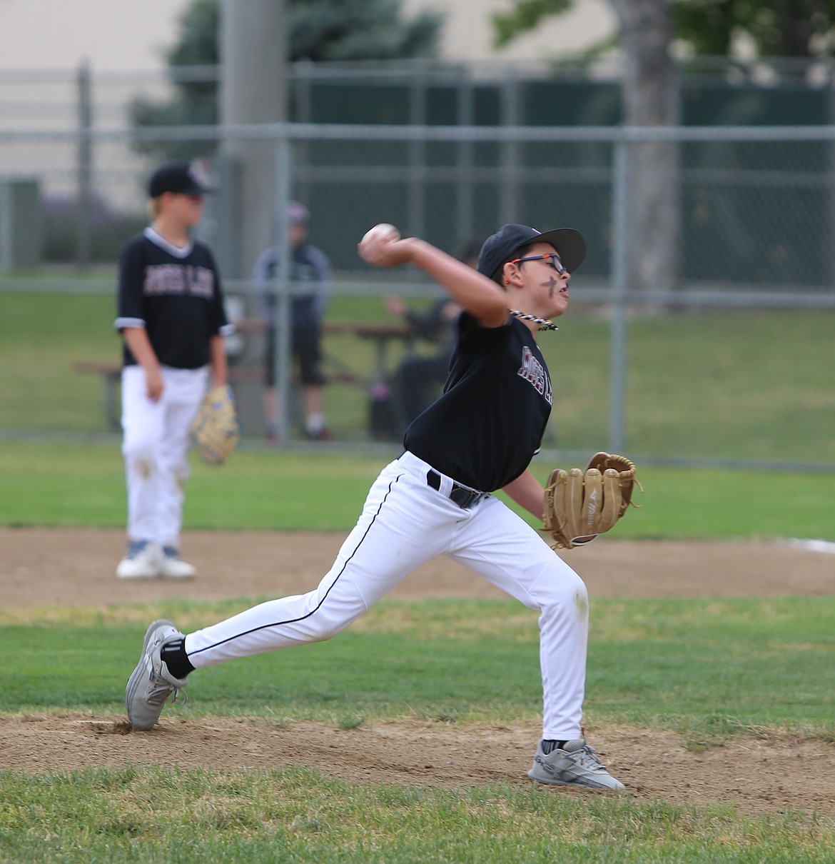 Daxton Suarez (10) unleashes another pitch during the Moses Lake All-Stars 9U tournament run on Saturday.