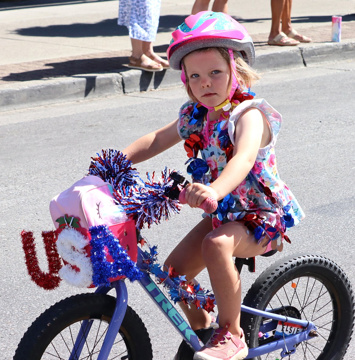 Nora Powell looks serious for the Kiddie Parade on Thursday.