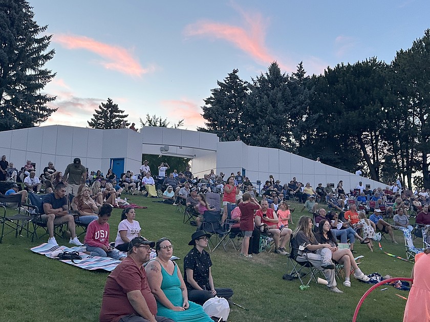 Crowds gather at McCosh Park for a concert last year. The Moses Lake Creative District’s Summer Concert Series has three more shows this month, featuring classic rock and country favorites.