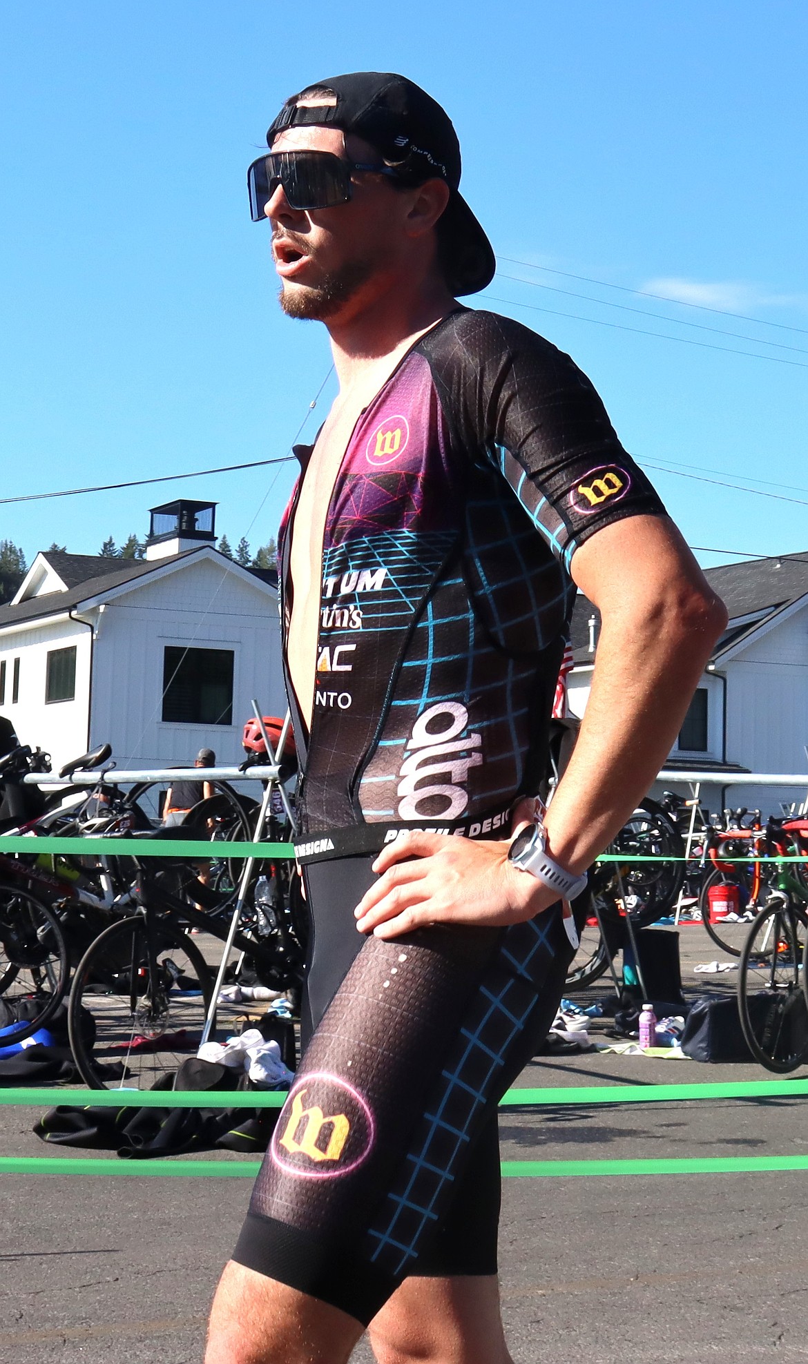 Landon Rice of Harrison relaxes after finishing the Hayden triathlon.