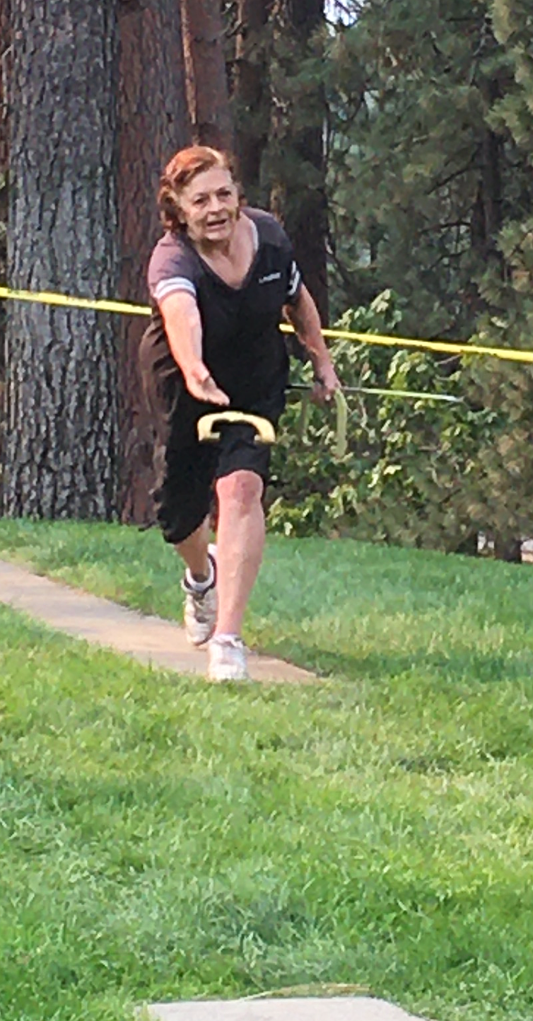Courtesy photo
Horseshoe pitcher Laurie Dale of Athol competes in a local event at Winton Park in Coeur d'Alene.