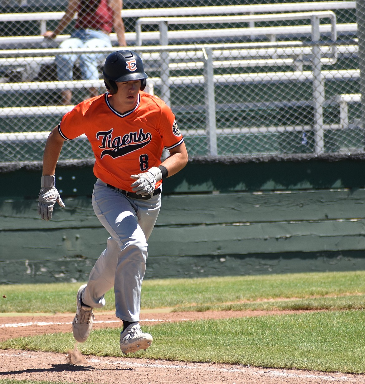 Owen St. Mary from Ephrata runs to first base in the postseason tournament for the Tillage League.