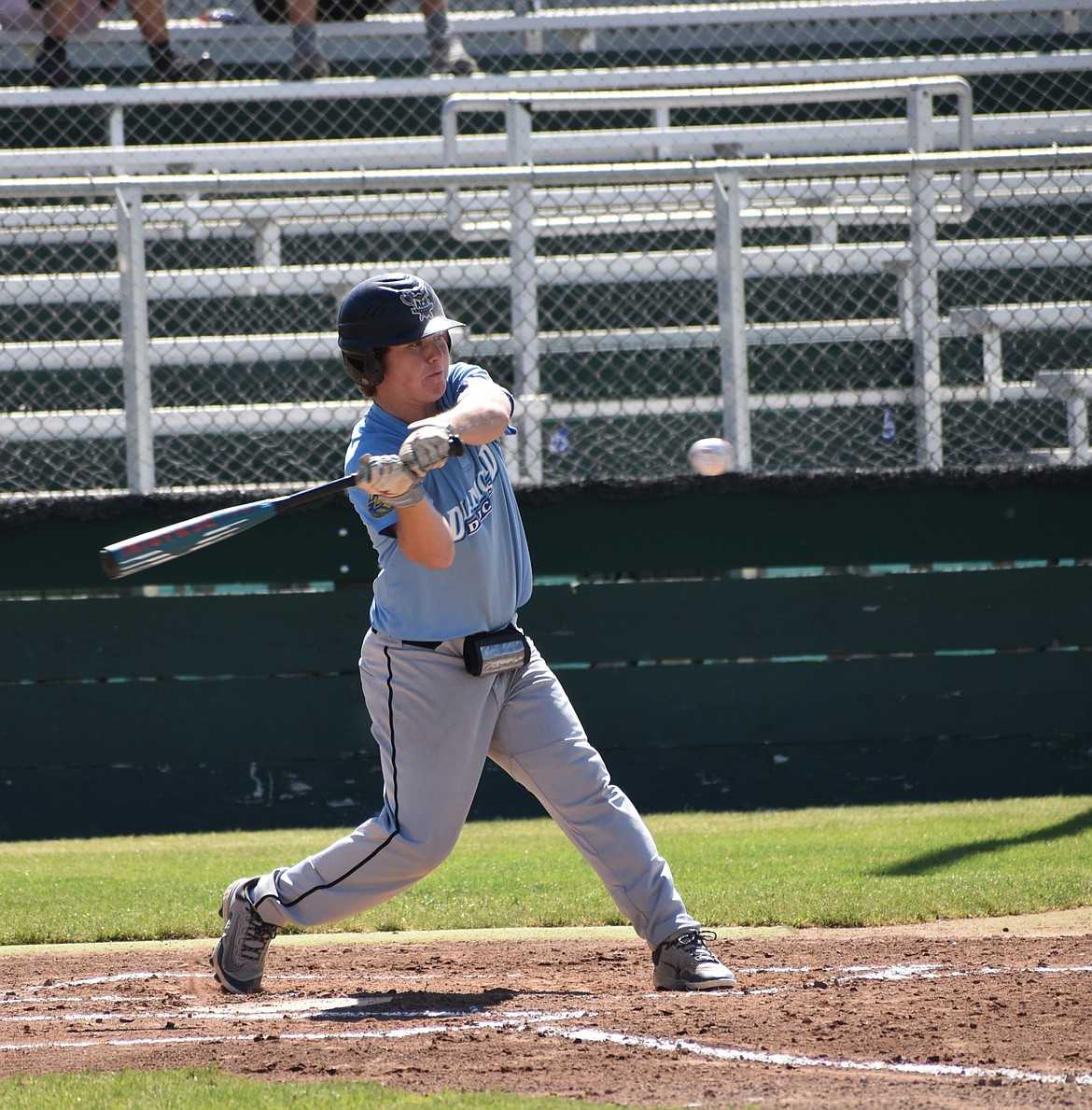 Brody Pitts from ACH swings at a pitch in the first round of the postseason tourney for the Tillage League.