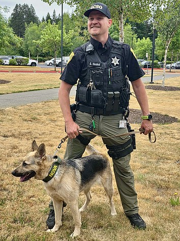 Grant County Sheriff’s Office Deputy Seth Henkel said K-9 Nova’s favorite toy is a tennis ball, which she is rewarded with whenever she completes tasks throughout the day.