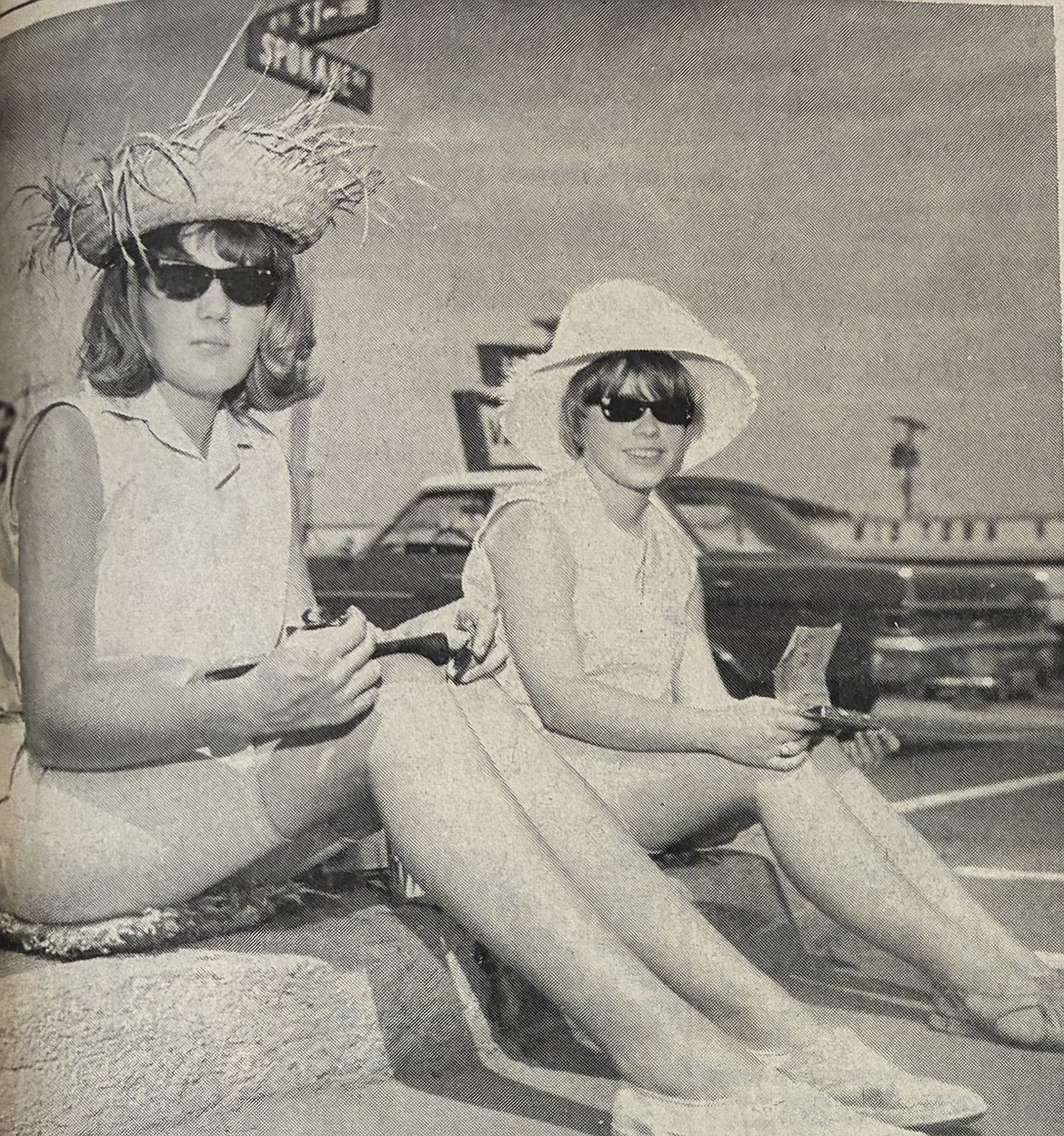 Coeur d’Alene High students Mary Ann Tanner and Betty Walden count jaywalkers in 1966 at Spokane and Fourth.