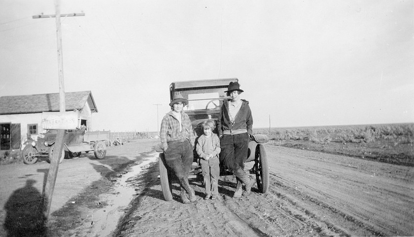 A photo from the 1920s showing Bertha Eccles (left), Ruth Power (right) and Marjorie Goodwin (front). Eccles was the assistant postmistress in Moses Lake when the Grant Hotel burned down in 1939. She ran into the building to save the post office equipment.