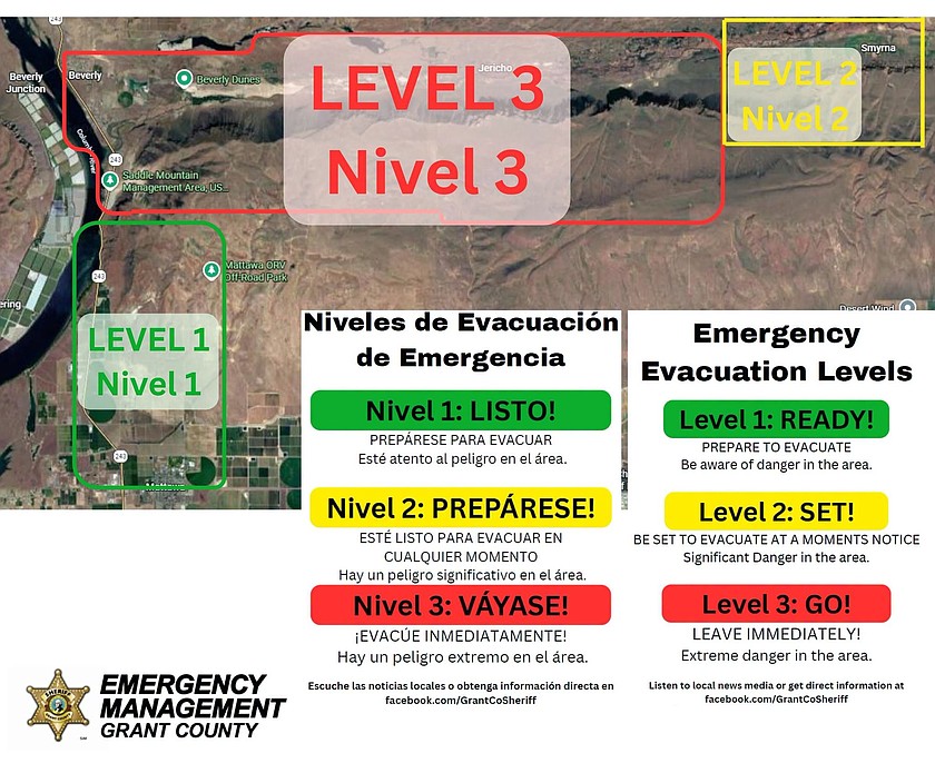 Level 3 evacuation area extended for Railroad Fire