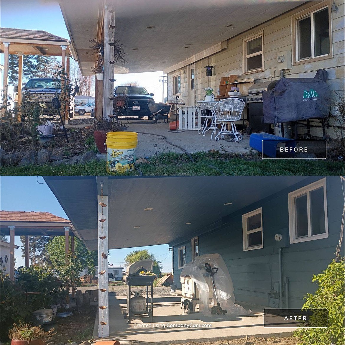 A before-and-after painting job by Marian Painting. Owner Simon Ribellia recommends people get the exterior of their house repainted every 10-15 years and to watch for warning signs like fading paint and sinking caulking.