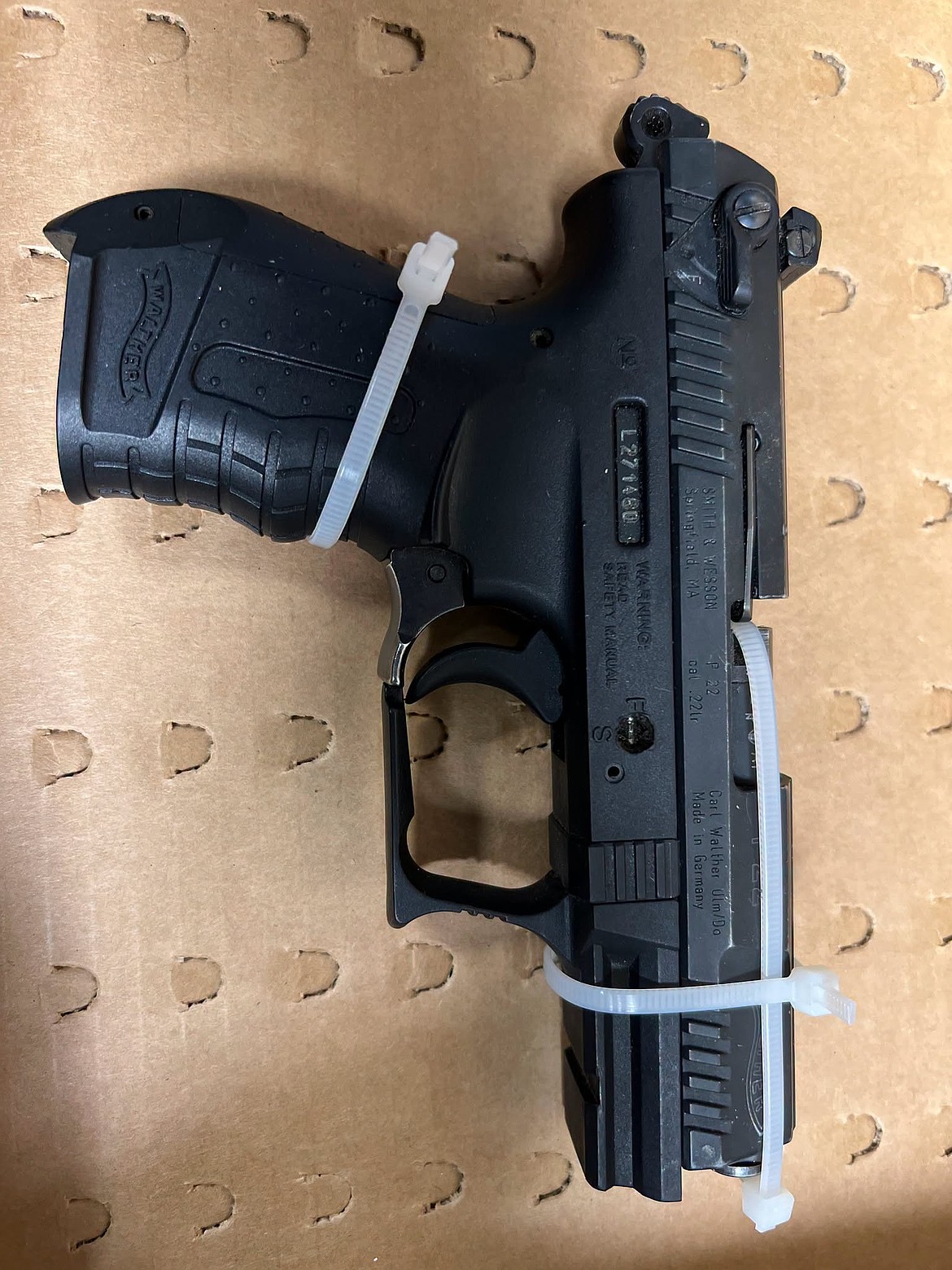 The handgun that Jeremiah Warner was carrying when he was arrested was registered to a deceased person, according to the Moses Lake Police Department.