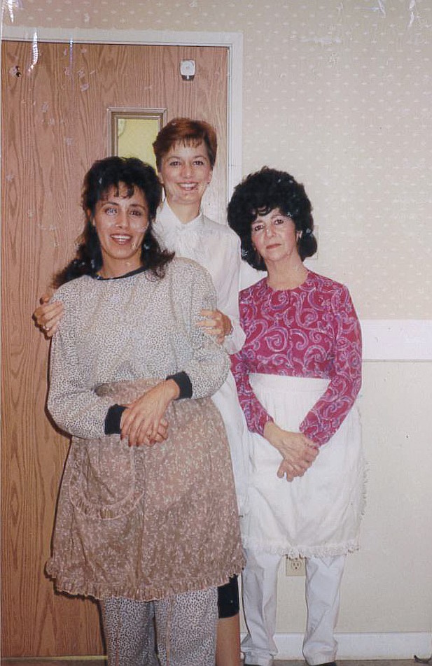 From left: Janet Gonzales with nurse Debbie Campbell and Gonzales’s aunt, CNA Florence Hernandez, at Emeritus at Hearthstone in the early 1990s.