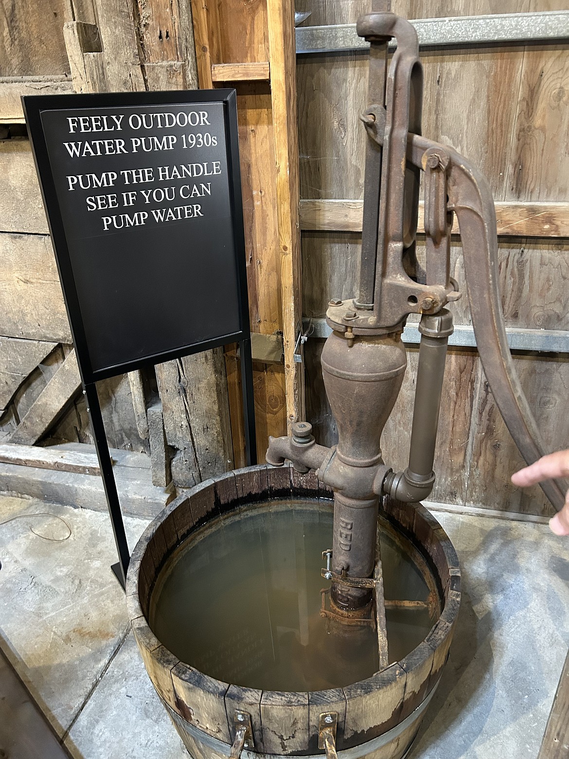 A water pump is one of the exhibits in the Jacklin Ranch Farm Museum.