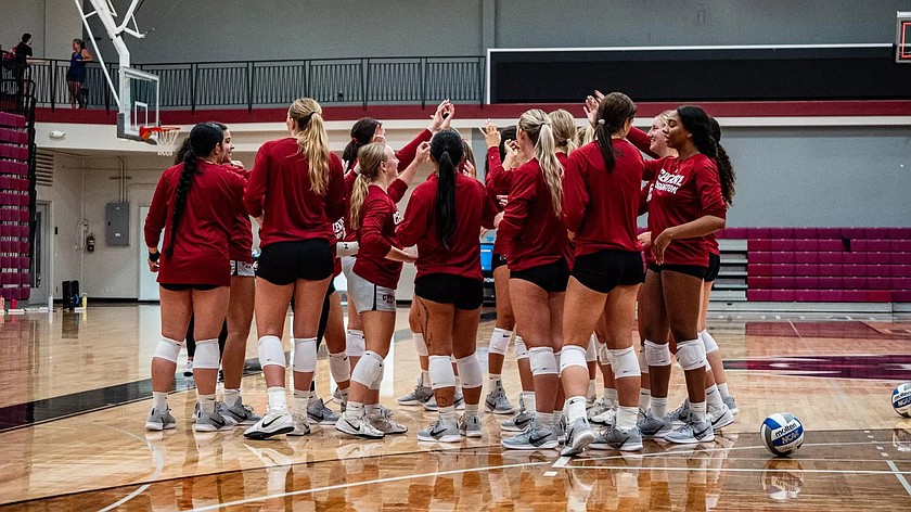 The Wildcats volleyball team huddle up for a team breakdown ahead of the 2026 season.