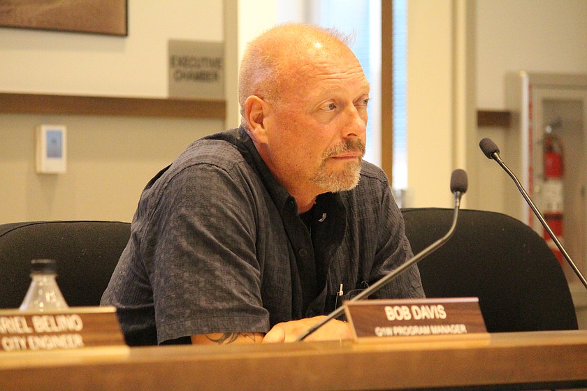 New Quincy City Administrator Joe Harris listens to the conversation at his first Quincy City Council meeting Aug. 18.
