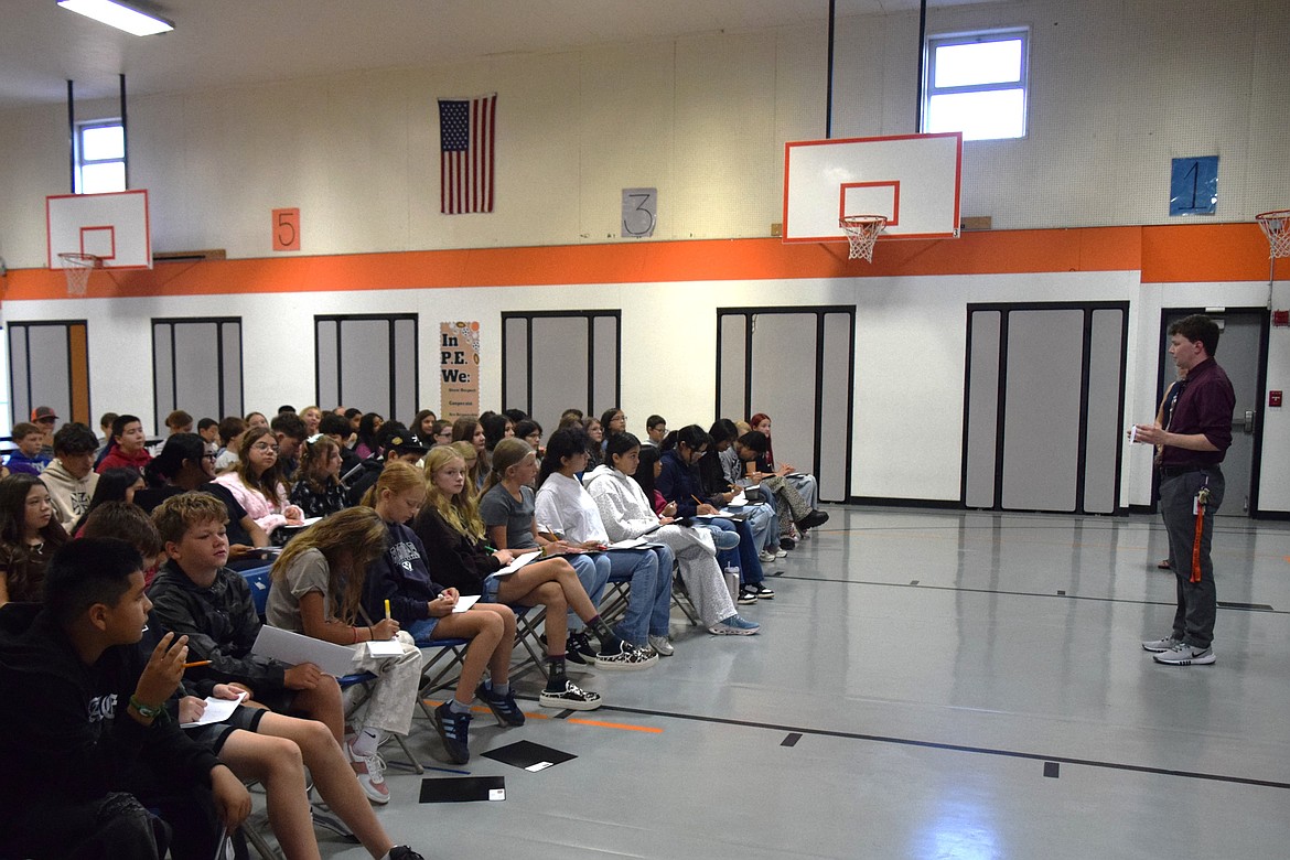 The Parkway Intermediate band class outgrew its room and expanded to take over the gym, instead of the classroom located behind the stage.