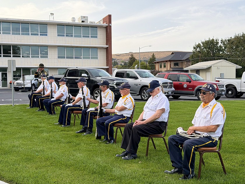 Members of the Honor Guard fired a ceremonial salute during Ephrata’s Patriot Day ceremony Friday at the Grant County Courthouse. The sharp reports of the rifles fire gave way to silence as “Taps” was played in honor of the victims of the September 11, 2001, terrorist attacks and those who have died in service since.