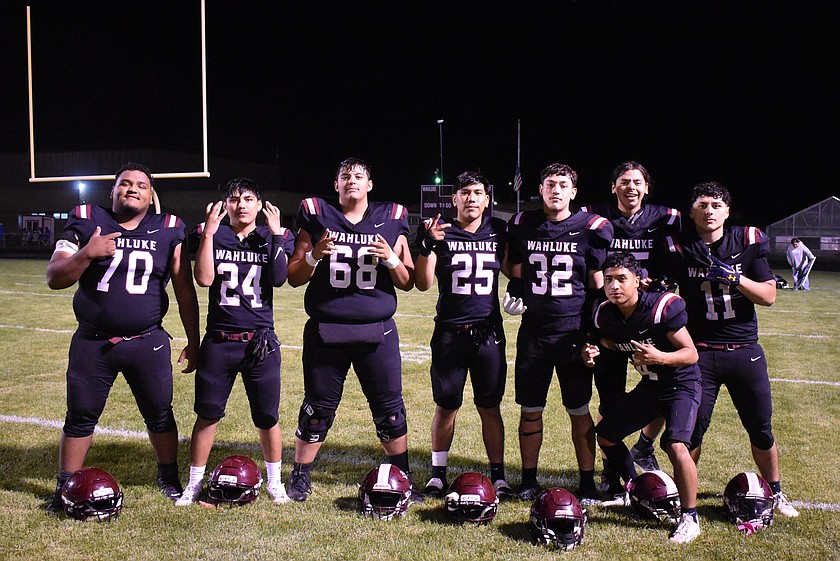 Wahluke Warriors seniors Aldo Bucio Quintero, Ismael Saldivar-Tlatenchi, Juan Cuevas Jr, Hector Tlatenchi, Franco Perez, Charly Bravo Pimentel, Jesus Rivera and Moises Antunez gather for a group photo following Friday’s game.
