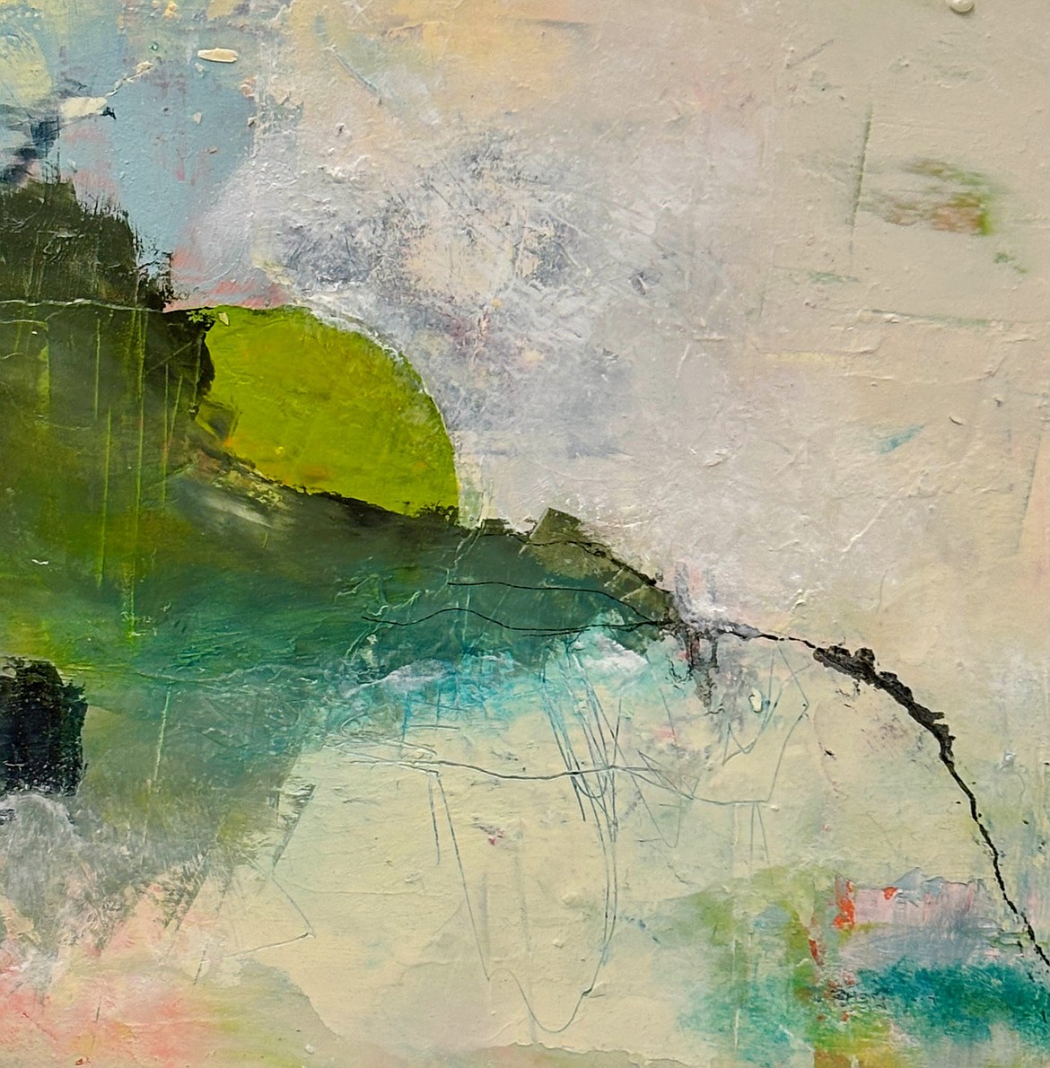 Robin Mayberry’s encaustic painting “Breakthrough” is part of “Lost and Found,” the exhibition opening Friday at the Moses Lake Museum & Art Center.
