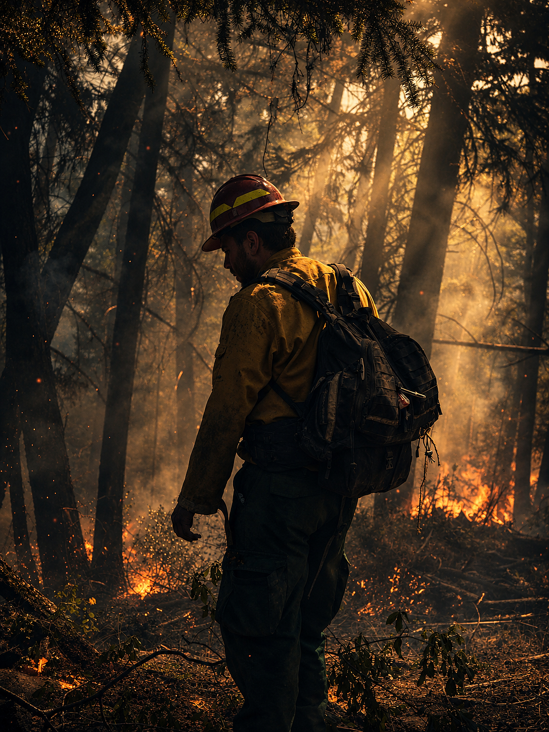 A firefighter works alongside the fire line at the Sinlahekin Fire Aug. 28. The fire has burnt around 166,000 acres, is 77% contained and has cost around $150 million as of Tuesday.