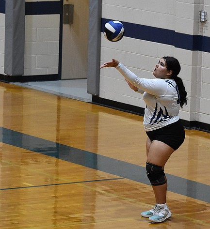 Eagles sophomore Nataleigh Wynn serves the ball during a previous home game this season.