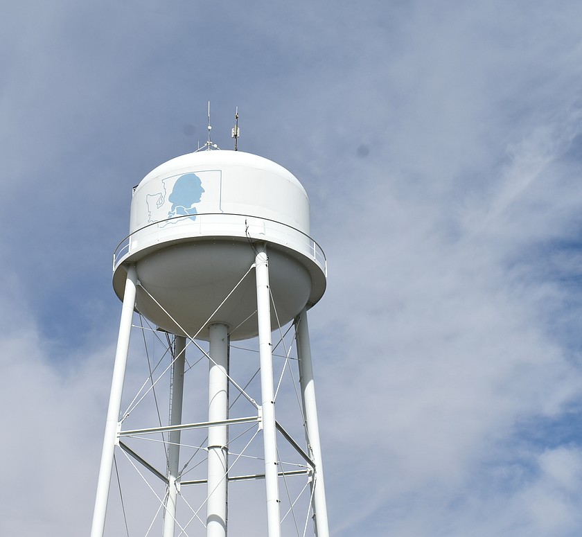 The Father of our Country looks down from the water tower in George.
