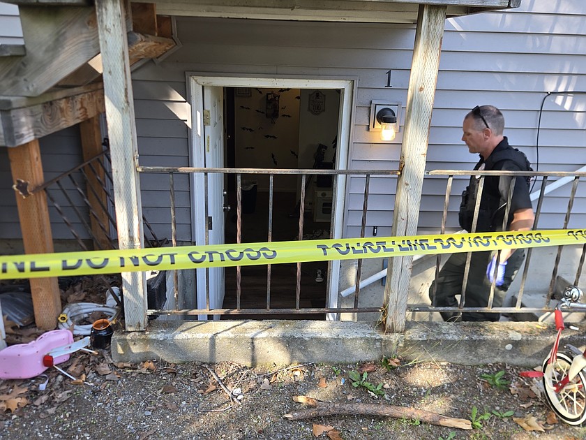 Coeur d'Alene Police Detective Jacob Brazle at the scene of a shooting that took place at the 200 block of 19th Street in Coeur d'Alene on Tuesday morning.