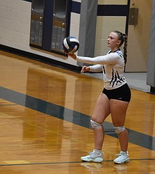 Janessa Knudsen steps up to serve for the Eagles in an early home game this season. Soap Lake is set to host Oroville and the Wilson Creek Devils this week.