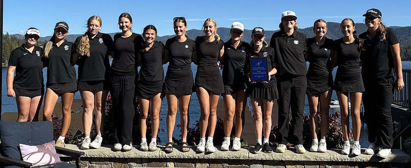 Courtesy photo
Coeur d'Alene High's girls golf team won the Susan Mitchell Invitational on Monday at Hayden Lake Country Club. From left are Livi Garcia, Leah Heavener, Molly Carroll, Annie Travis, Kylie Combs, Hailey Thayer, Mandy Jensen, Emily Stillert, Mack Kelly, Jossetta Williams, Kinsley Meier, Brooklyn Leen and Ella Wilson.