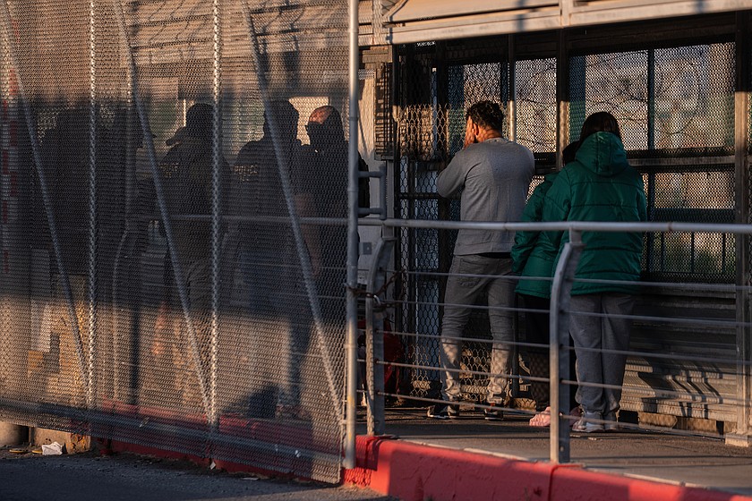 A group of undocumented migrants is deported by U.S. Immigration and Customs Enforcement agents across the McAllen–Hidalgo–Reynosa International Bridge in McAllen, Texas, March 13, 2026. (AP Photo/Felix Marquez, File)