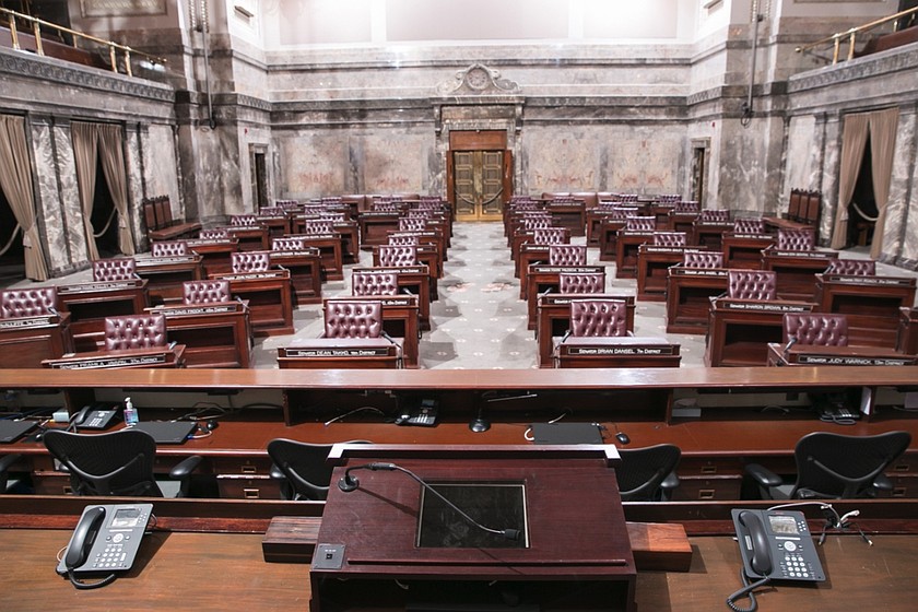 The Senate Chamber at the Washington State Capitol.