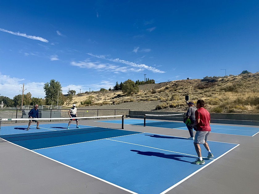 A group of pickleballers enjoy the new courts Friday at the Ephrata Sports Complex following the ribbon cutting.