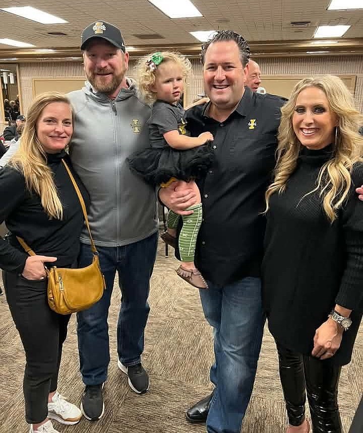 Courtesy photo
Megan, left, and Ryan Knowles, with Jason Eck, wife Kimberly, and daughter Lola, in 2024 in Moscow.