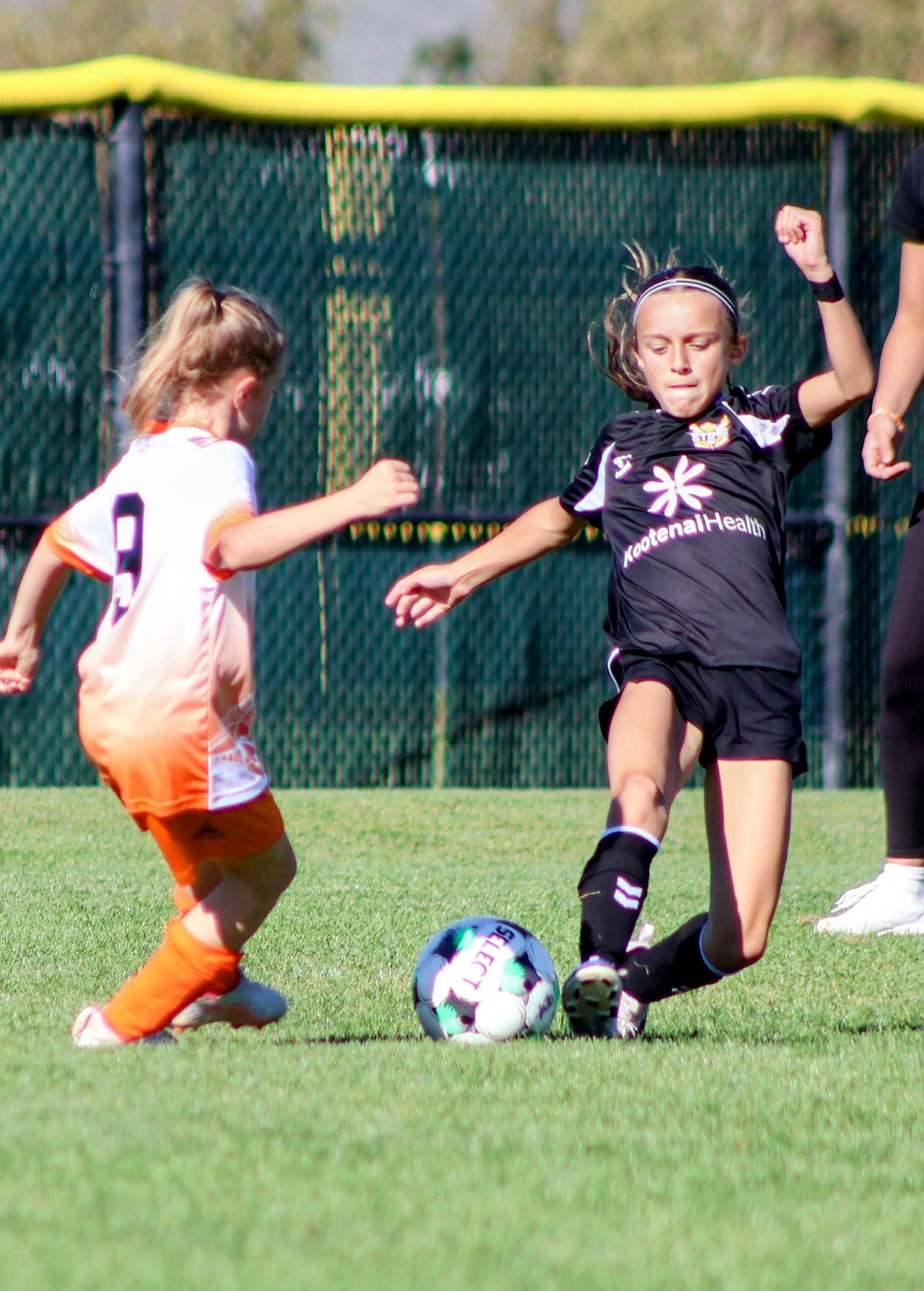 Photo by KRISTINA EVANS
The Sting SC U11 Girls Black soccer team secured a 4-1 victory over 90+ Project SC to solidify their hold on third place in the competitive EWSL U11 Girls Gold Division. The Sting were led by a two-goal performance from Adelle Paine, along with goals from Lola Peterson (pictured, at right) and Marlowe Rathbone.