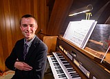 Young organist making beautiful music at churches