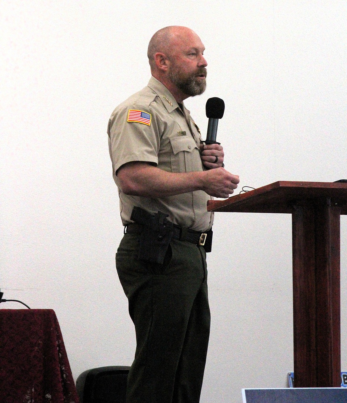 Shoshone County Sheriff Shawn Wehr highlighted his department's successes during the recent candidate forum in Osburn.