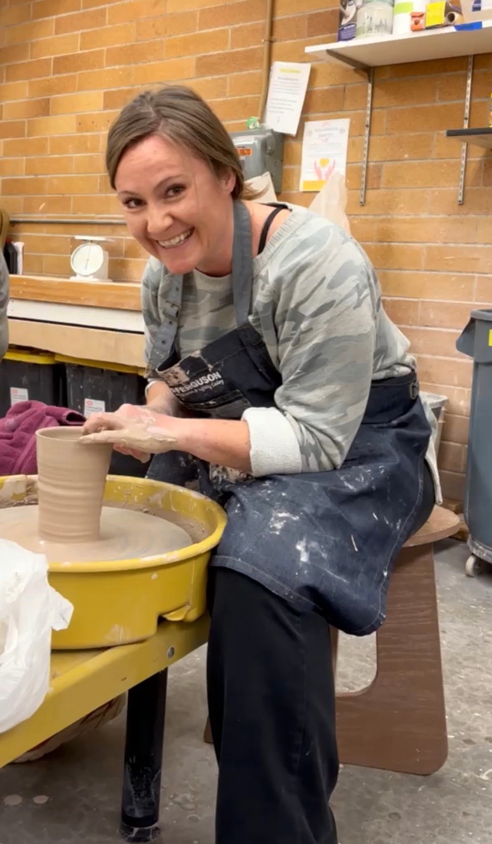 Melissa Helvey works on a piece of pottery in the studio at Gizmo-CDA on the North Idaho College campus. Photo courtesy of Melissa Helvey.