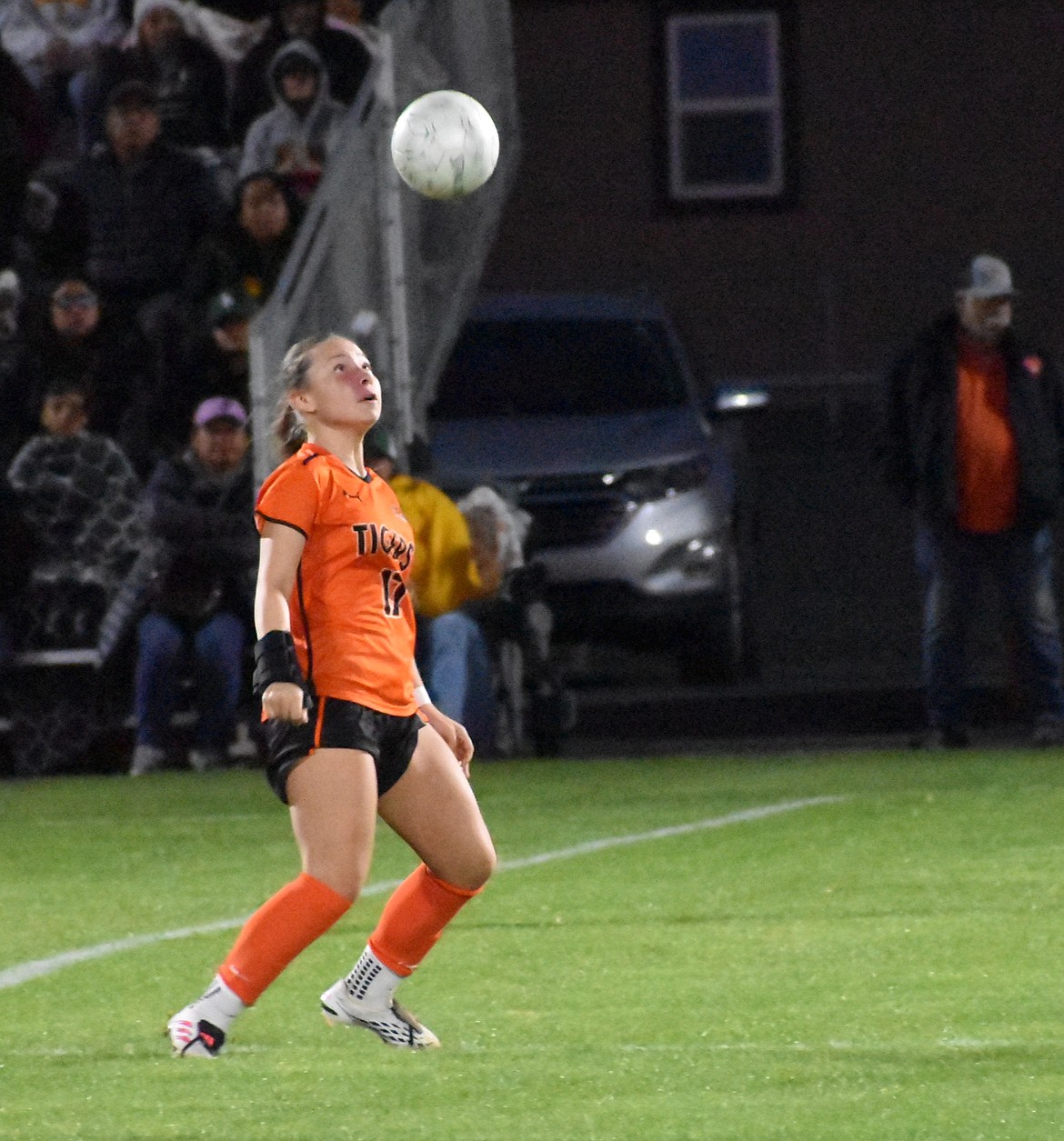 Ephrata sophomore Skarlett Sanchez-Medina goes for a header during a previous home game against Quincy this season.