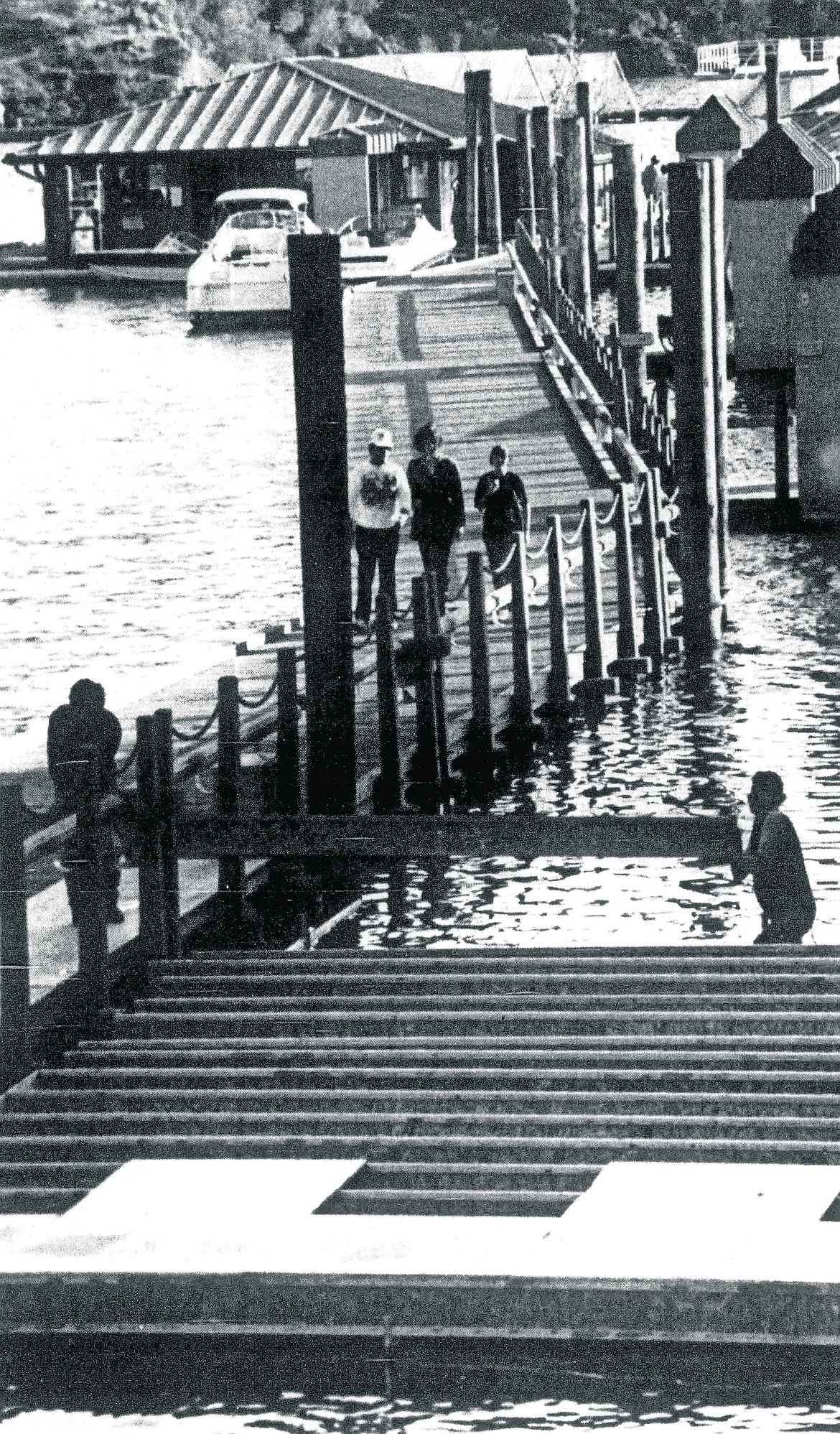In 1991, Pat Tagliaferro, left, and Merv Johnson of Art Dogs worked on a platform for a giant inflatable bag that was used by the TV show “Stuntmasters” to catch people jumping from as high as 200 feet from the Coeur d’Alene Resort.