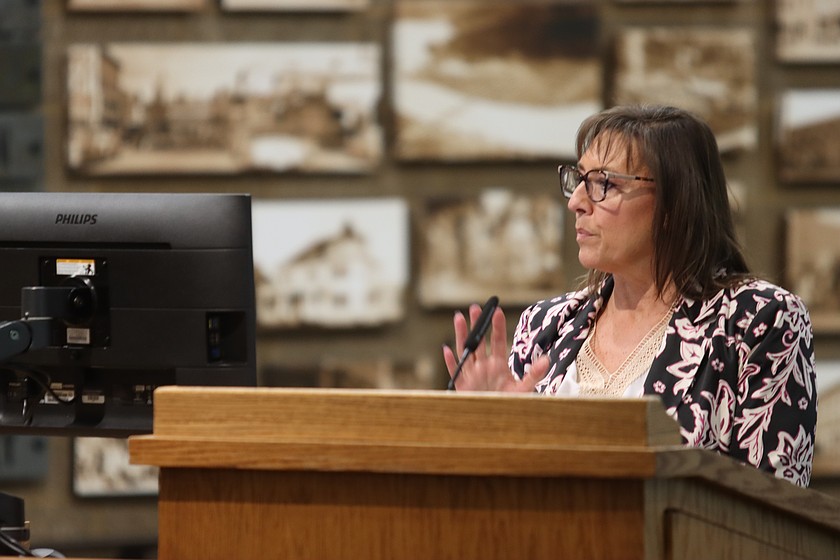 Renata McLeod, Coeur d'Alene municipal services director and clerk, speaks in Coeur d'Alene on Monday.