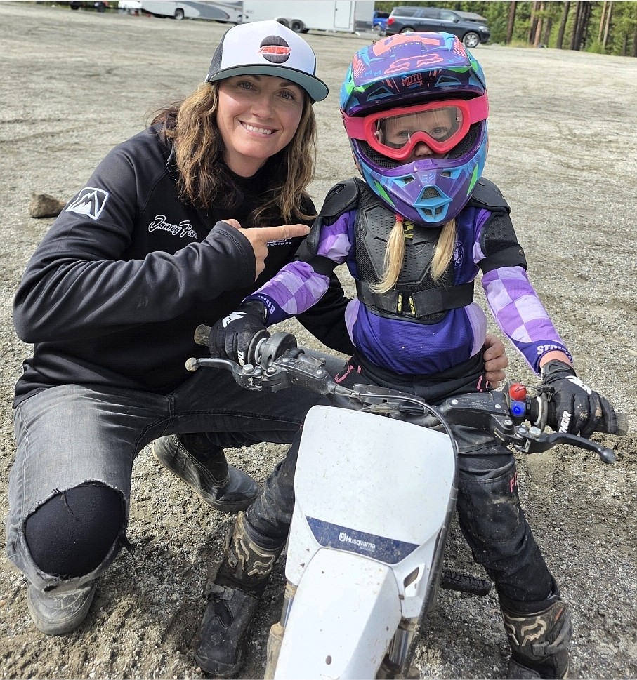 Courtesy photo
Jamey Parks, left, of Coeur d'Alene, with one of the young riders at a ladies dirt-bike ride and clinic for beginners in early October in Colville, Wash.