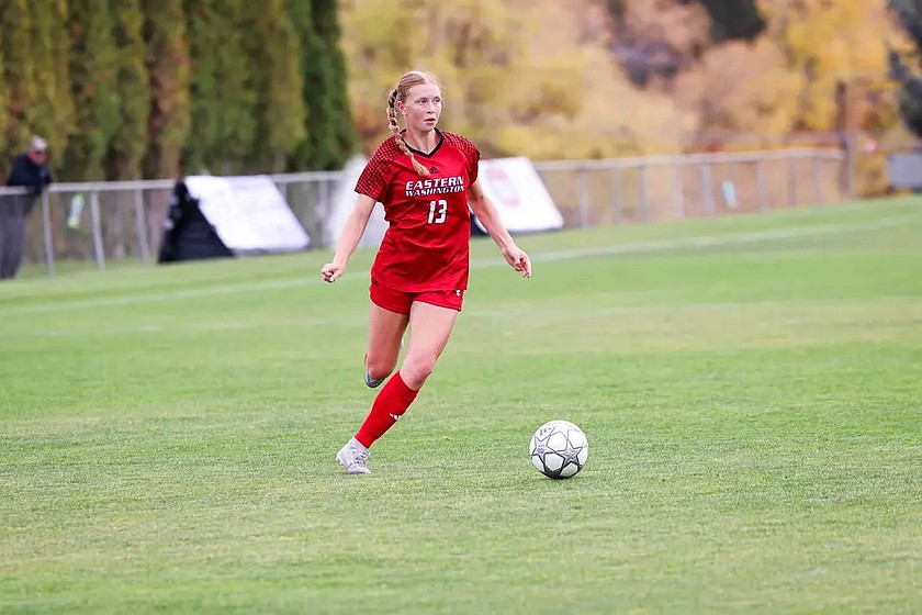 The Eags' Maya Bossenbrook (13) surveys the field during their game against Utah Tech.