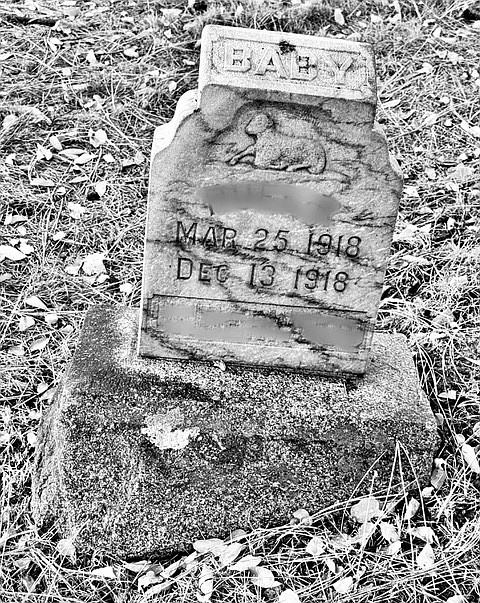 The Children’s Section – The strain of Spanish Flu that struck Coeur d’Alene generally attacked the most vulnerable in the city’s population, taking a toll on the aged, the infirm, and the very young. There is an “Infant Section” on the west side of Forest Cemetery where many of the children who died from the virus are buried. Some of their graves are identifiable by the numerous symbols engraved on their headstones and grave markers, as seen in these marker photos. Small crosses, angels, lambs, calves, and other symbols of childhood are visible in Section F, part of the infant section. The examples seen in this photo collage adorned the grave stones of children who passed away in the last few months of 1918.
