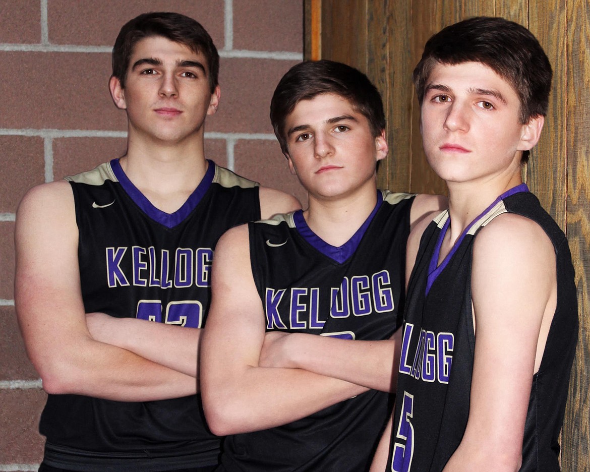 From left, brothers Gavin, Kolby and Riply Luna have had the opportunity to play varsity basketball together this season at Kellogg High School. Together, the trio has become a pretty formidible unit for the Wildcats.
