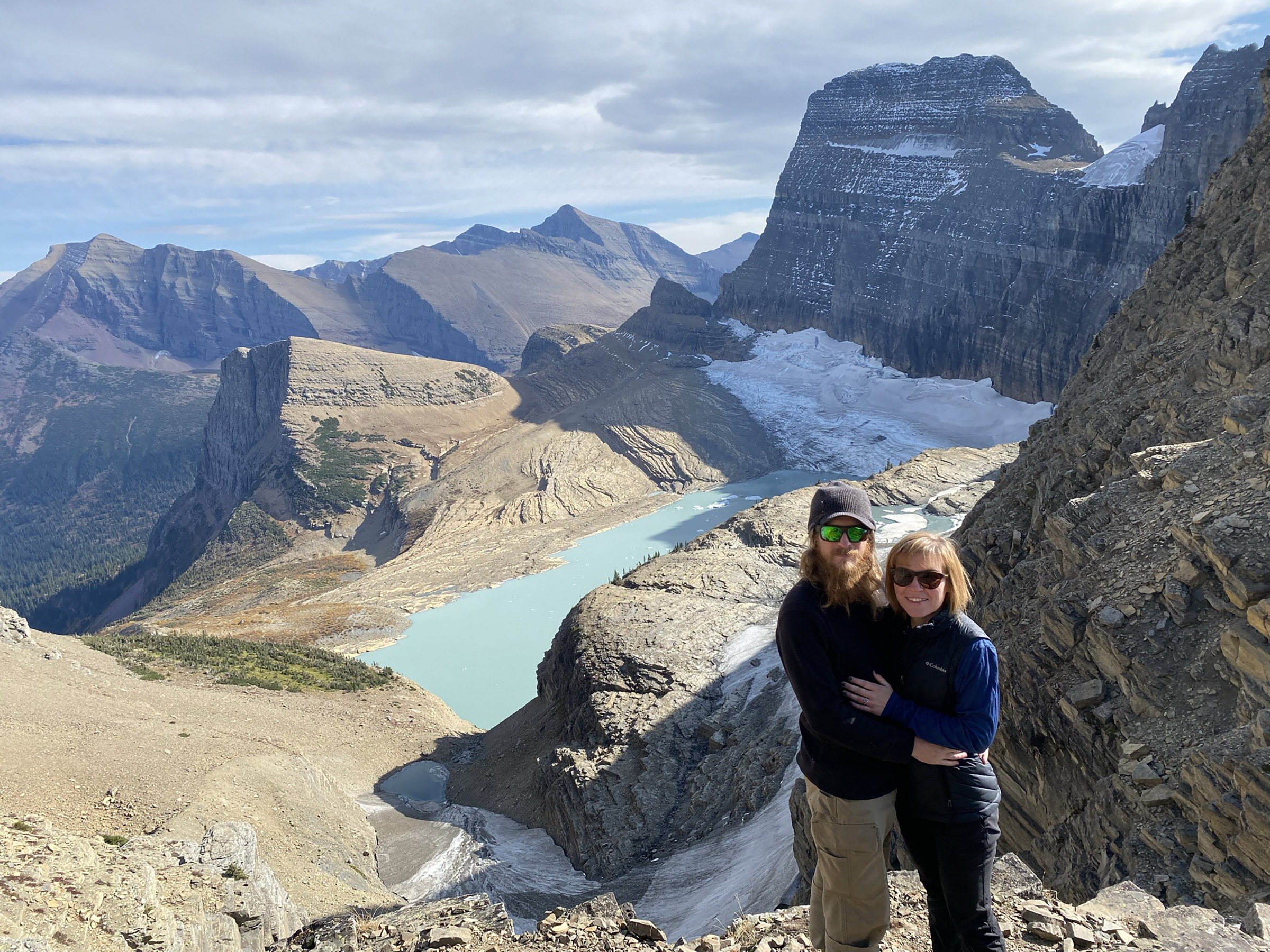 Nick and Ashley Hall at their engagement on Grinnell Glacier Overlook in 2021. (Courtesy photo)